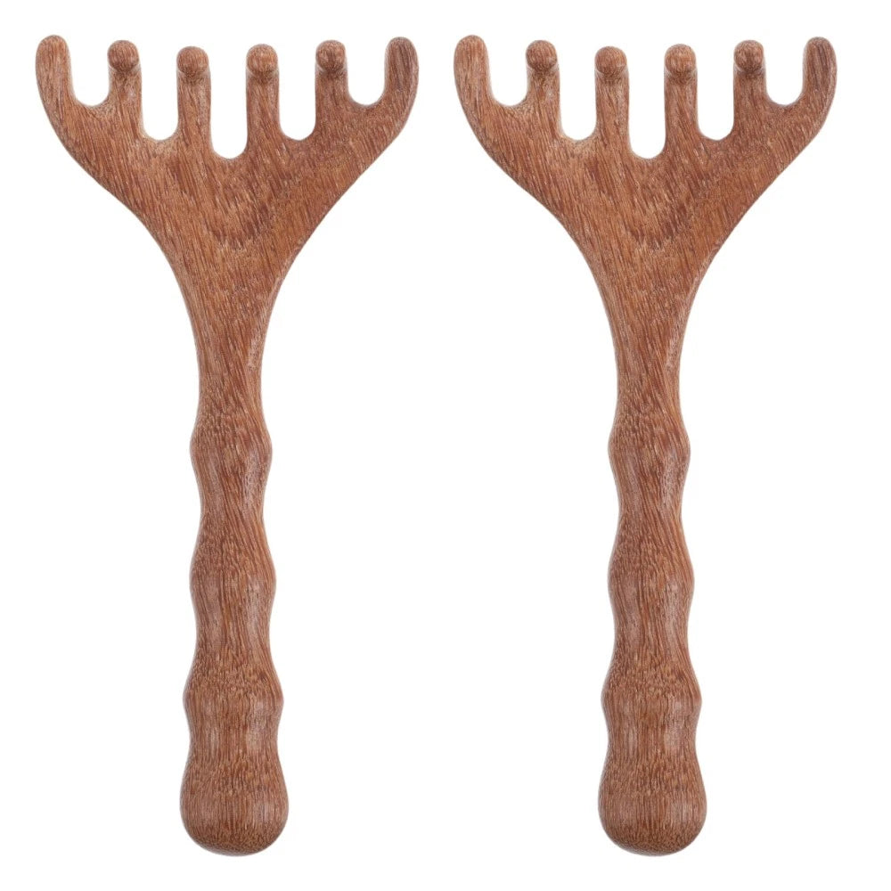 2pcs Wooden Head Massager Comb Wide Tooth Tool Wood Hair Scratcher
