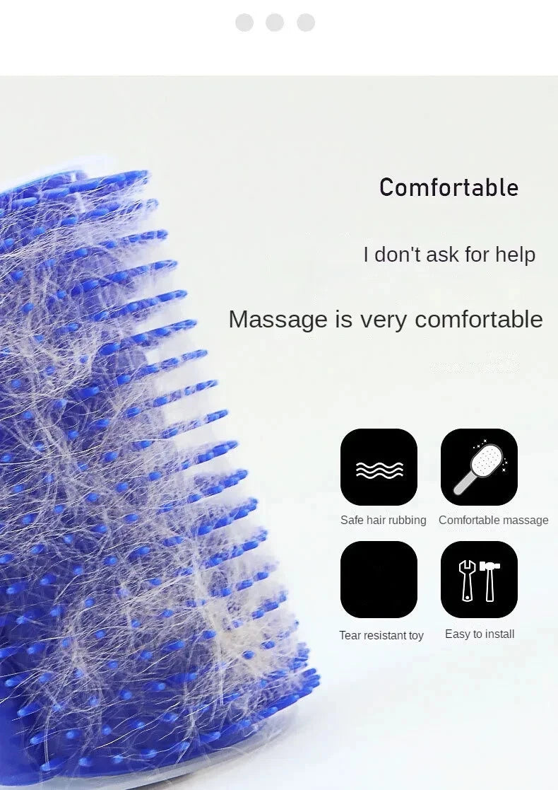 Cat Corner Self Groomer Brush Wall Mounted Cat Scratcher & Massager Comb