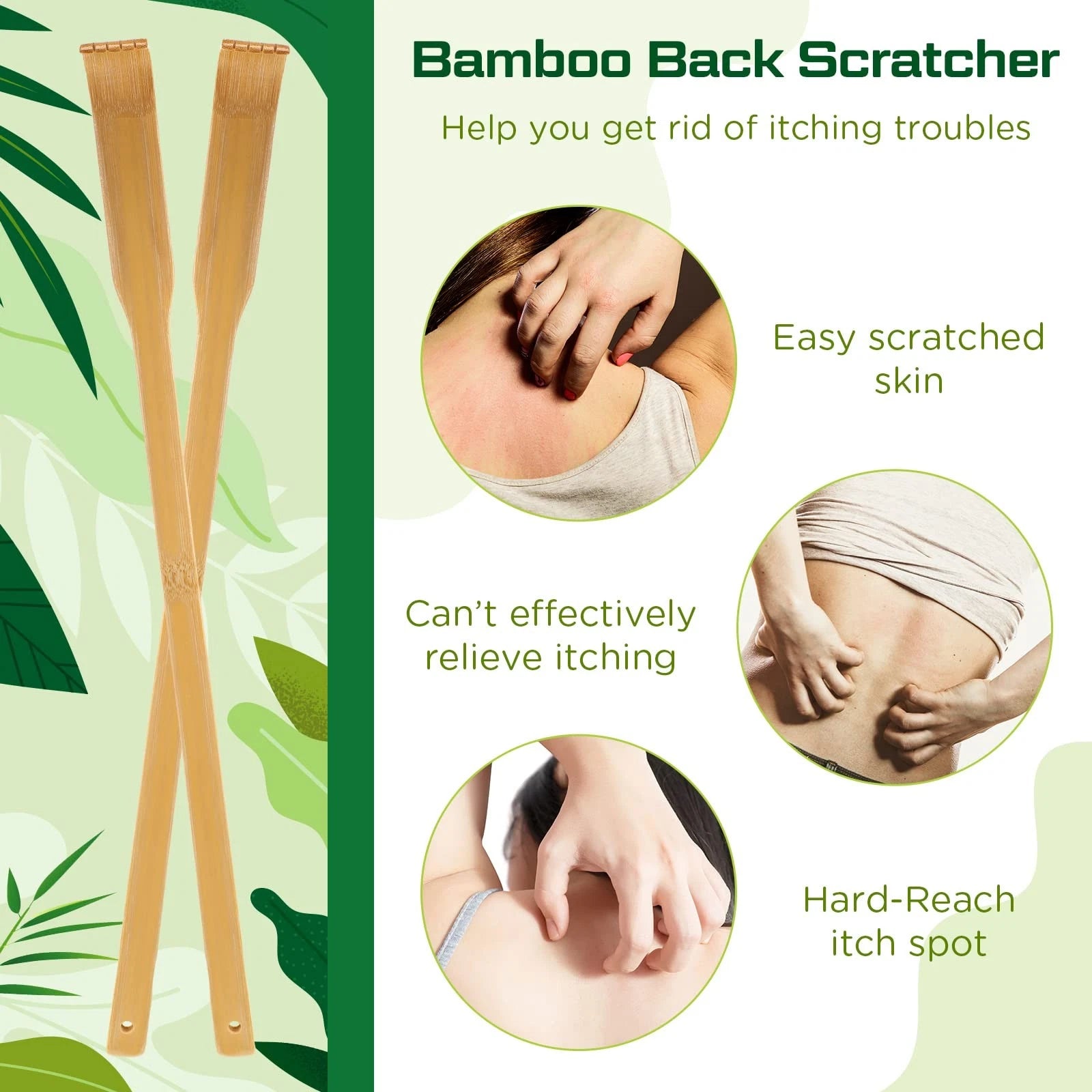 24 Pieces Bamboo Back Scratcher Bulk Long Manual Back Massager Traditional Wo...