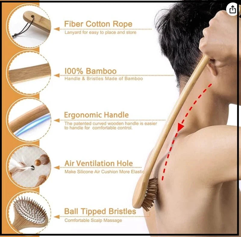 Bamboo Oversize Curved Back Scratcher - Large 104 Wooden Points