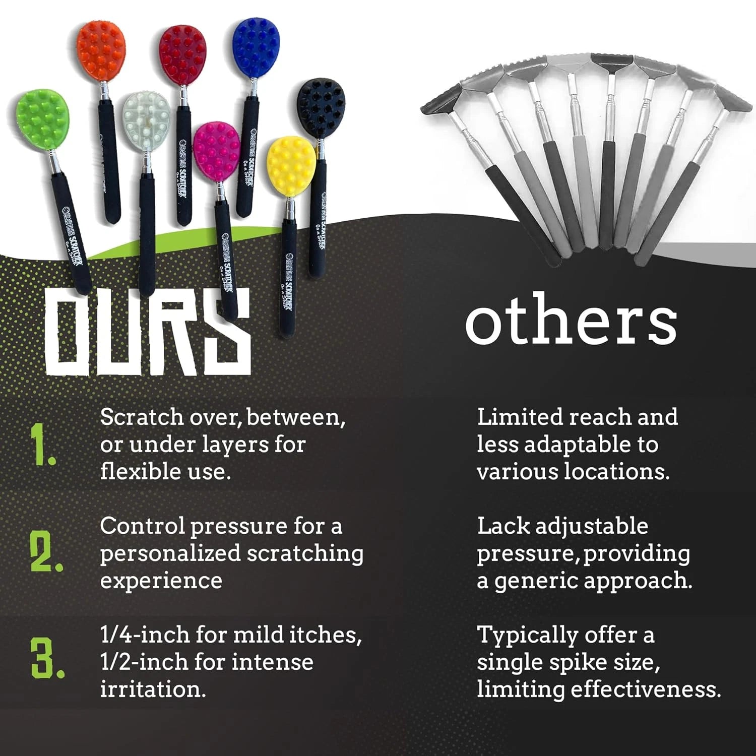 Cactus Scratcher Extendable Keychain Back Scratcher, Long Stick Double-Sided Itc