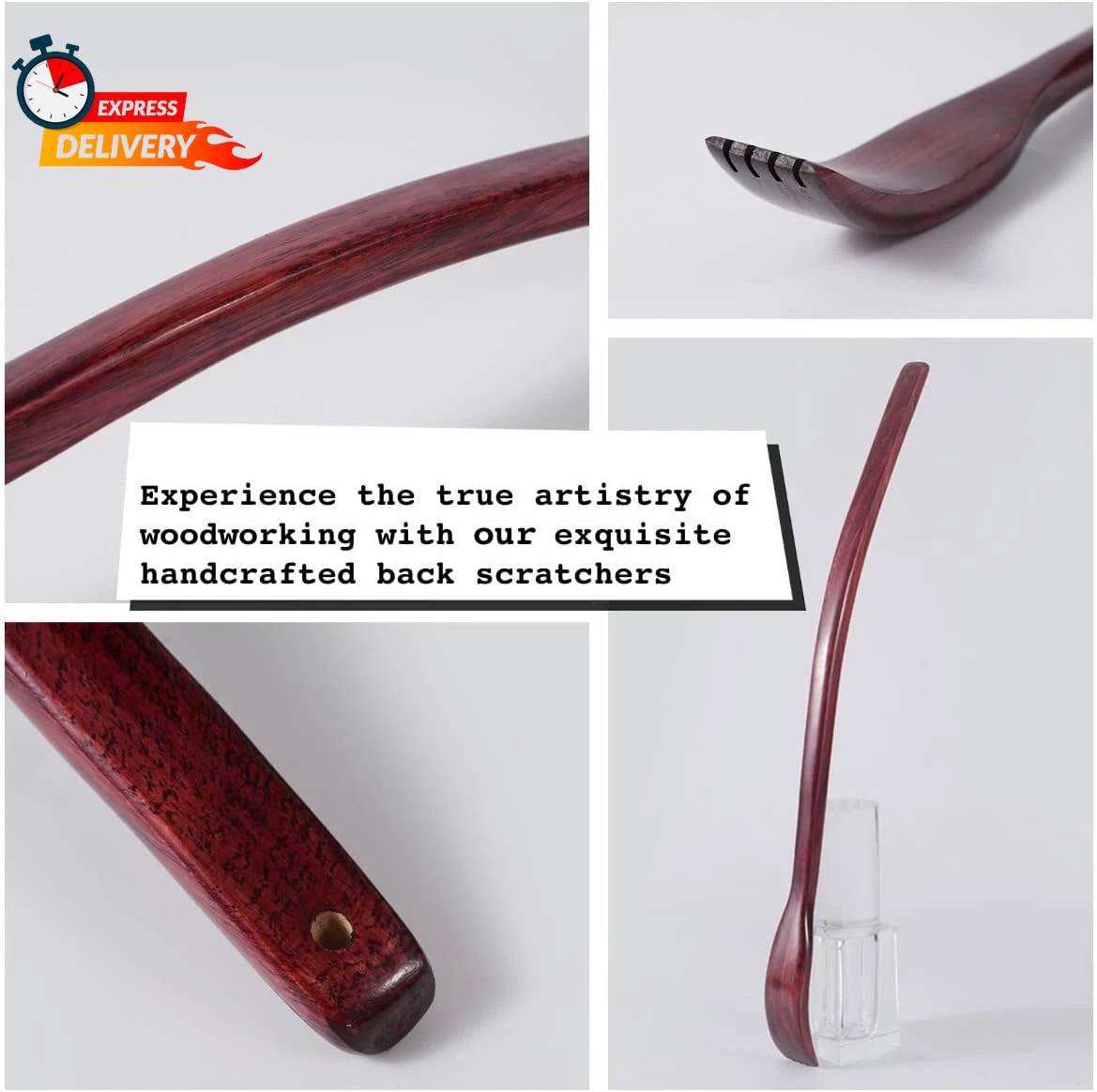 ITCHY-BAN Oversized Wooden Back Scratcher: 18'' Extended Curved Handle for Bette