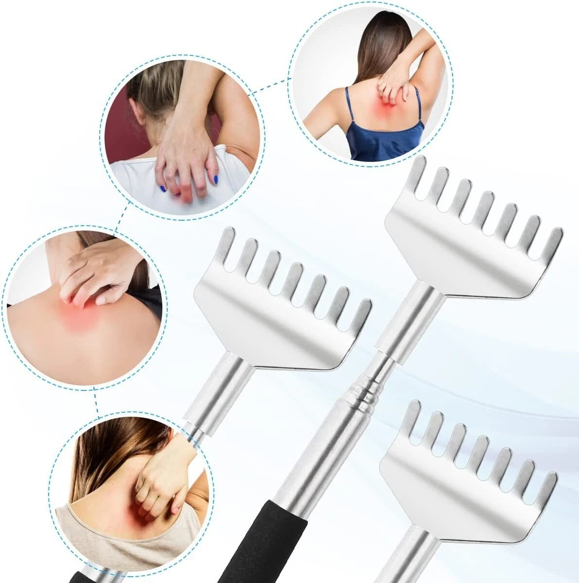 3 Pack Extendable Back Scratcher Long Reach Back Scratcher Telescopic Steel