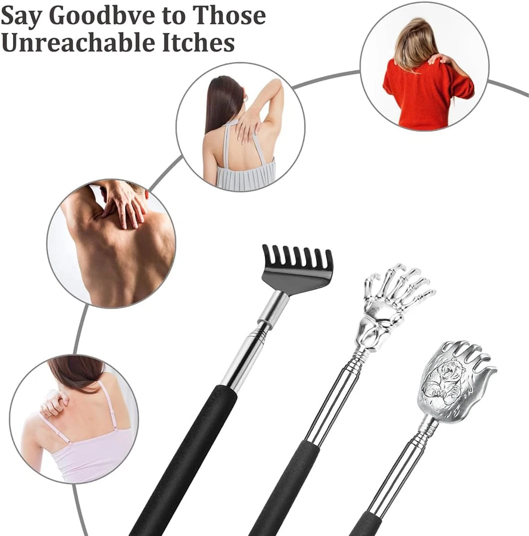 3Pcs Back Scratcher Extendable Telescoping Massager Portable Stress Relief Tool