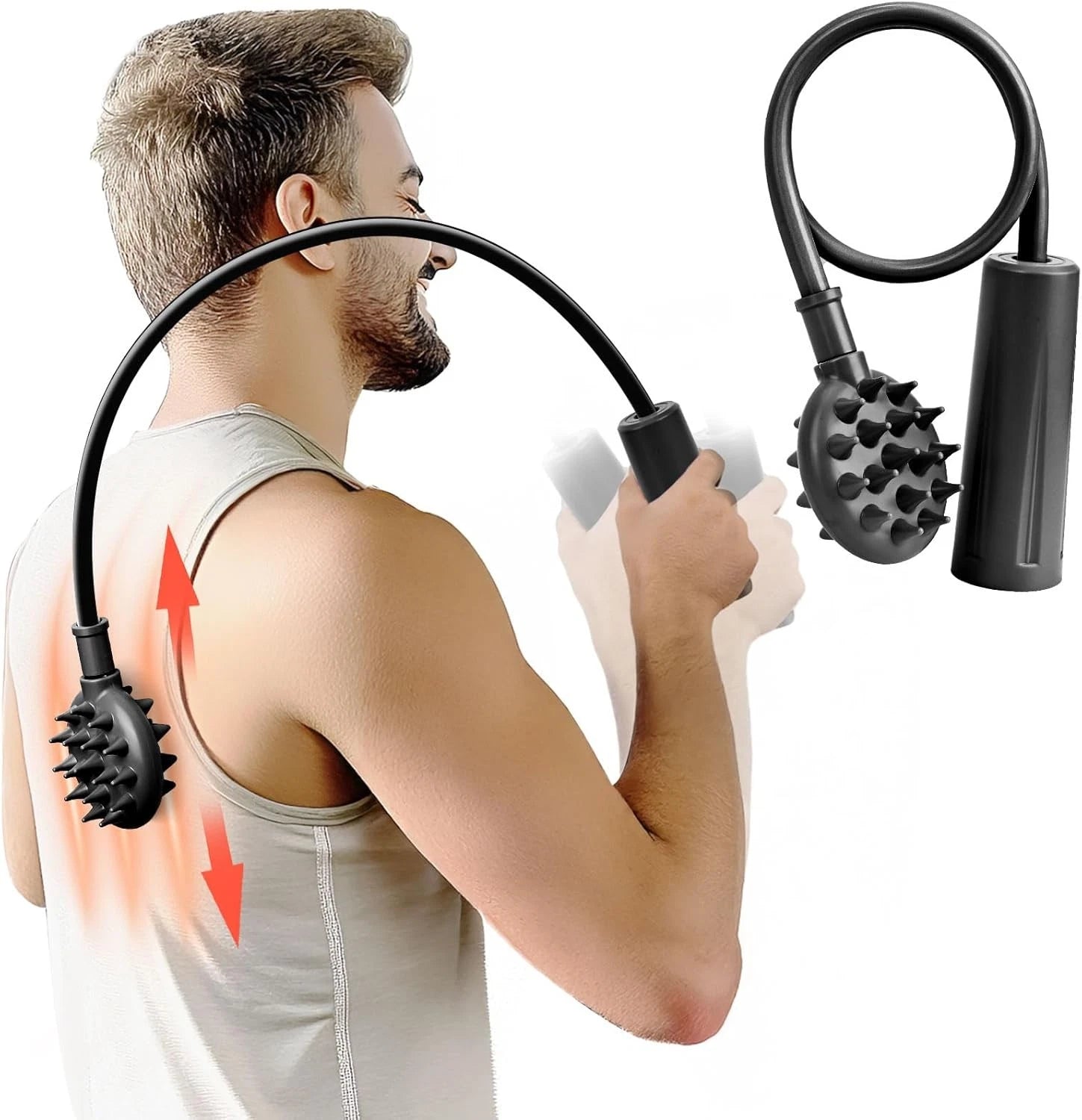 Upgraded Curved Back Scratcher for Men Women, 360° Reach Flexible Effortless Ba