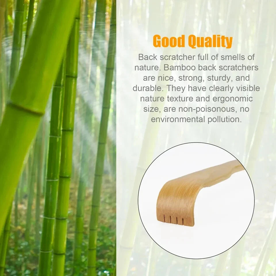 3X Natural Bamboo 18.3" Back Scratcher Long Reach Pick Itch Relief Massage Tool
