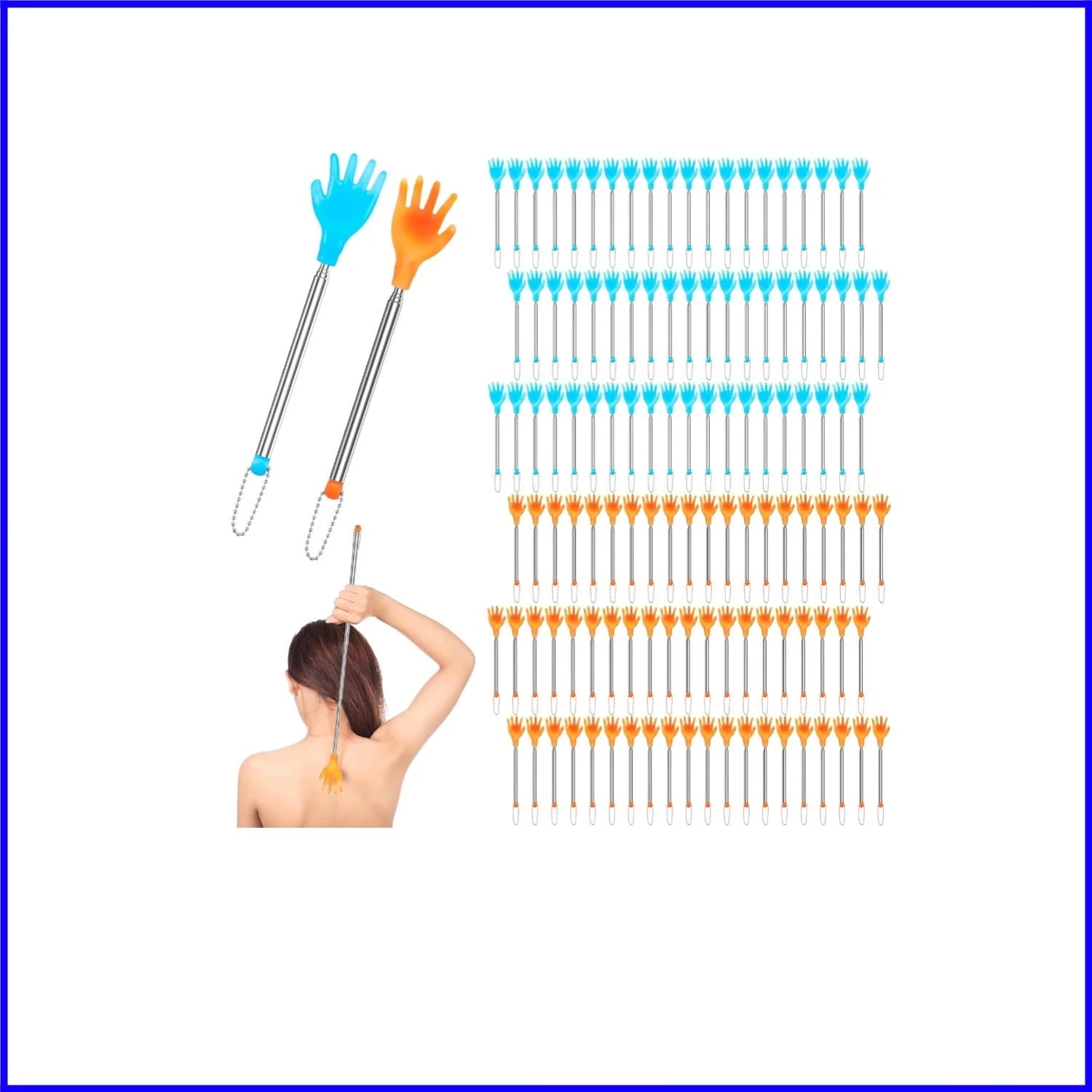 Colorful Extendable Back Scratchers - 100 Pcs in Yellow & Blue for Itch Relief
