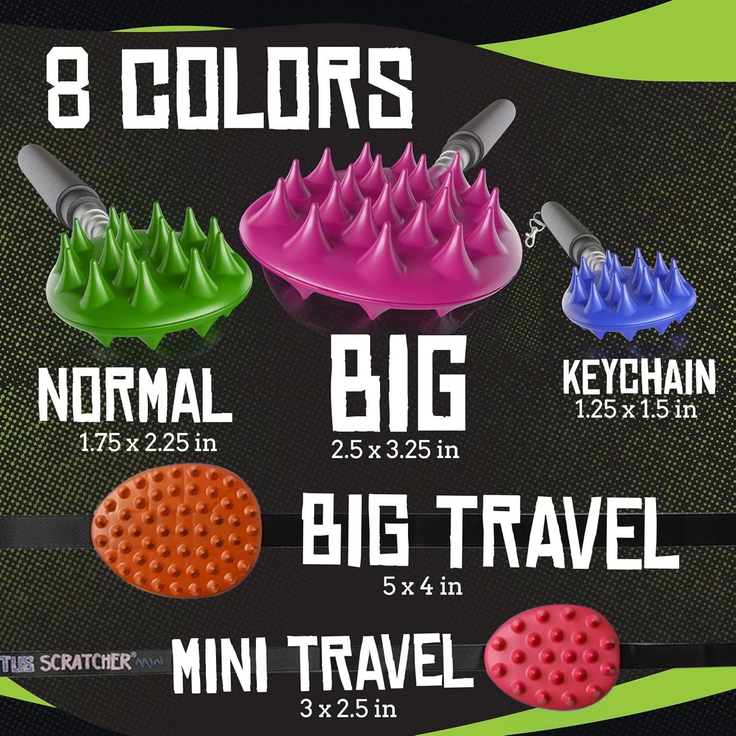 Cactus Scratcher Extendable Keychain Back Scratcher, Long Stick Double-Sided Itc