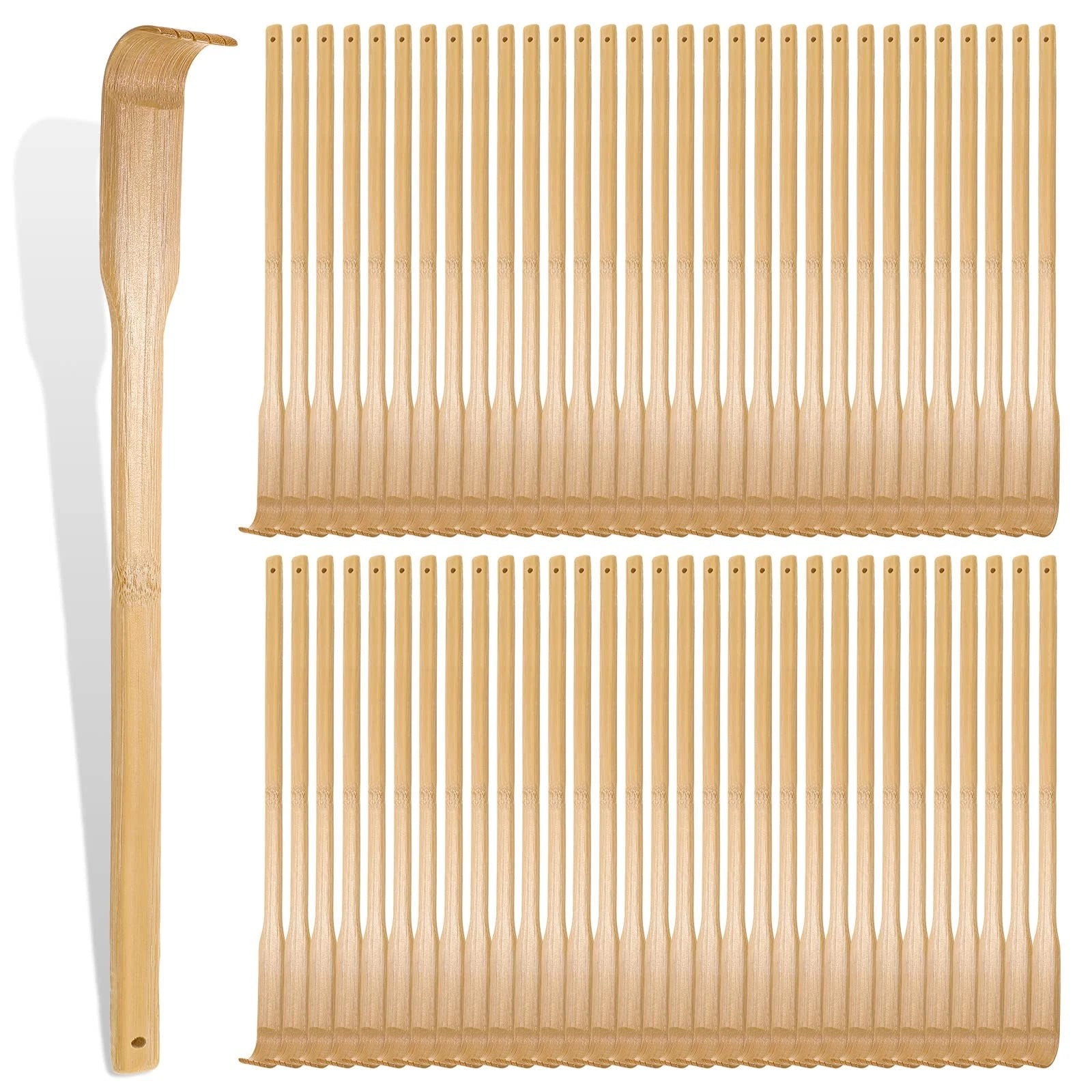 50 Pcs Bamboo Back Scratcher Bulk Traditional Manual Back Massager Wooden Lon...