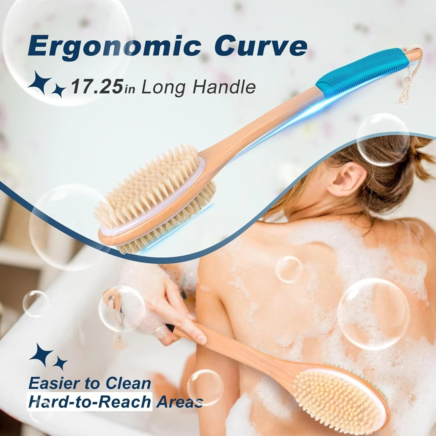 Back Scratcher Double Sided Exfoliating Body Scrubber for Women and Men (Blue)