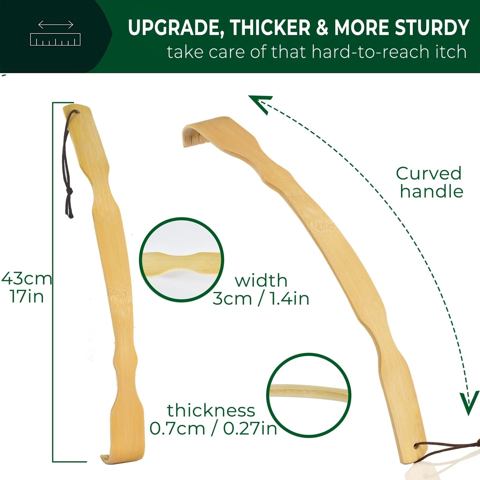 Back Scratcher for Men Women & Kids - 17'' Bamboo Scratchers with Long Handle...