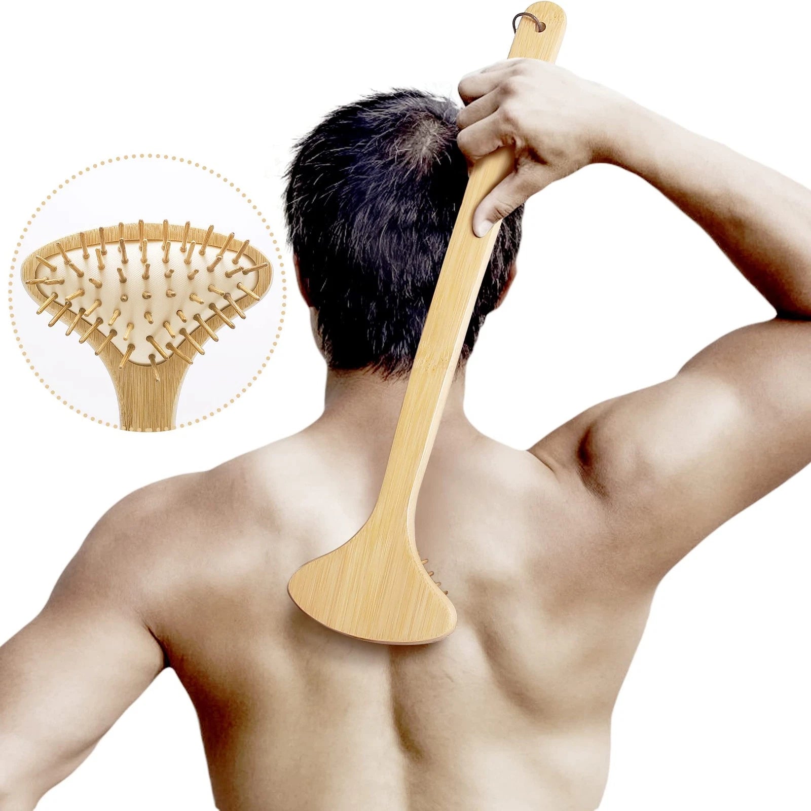Large Curved Back Scratcher 59 Points Air Cushion Handle Massager for Men Women