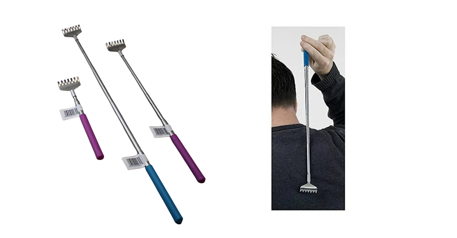 3 Pack Telescopic Back Scratcher – Extends 8" to 26.75", Compact & Lightweight