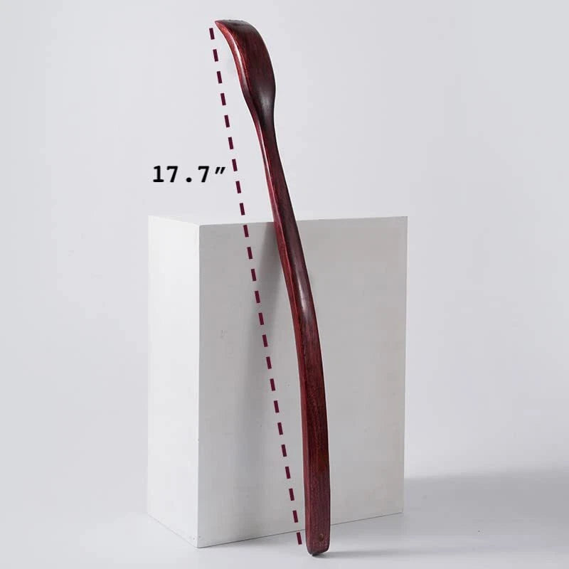 Oversized Wooden Back Scratcher: 18'' Extended Curved Handle for Better Reach