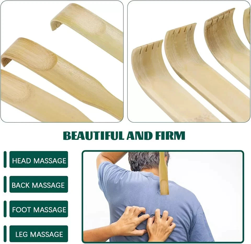 12 PCS Natural Bamboo Back Scratcher Traditional Wooden Back Scratcher,Long Back