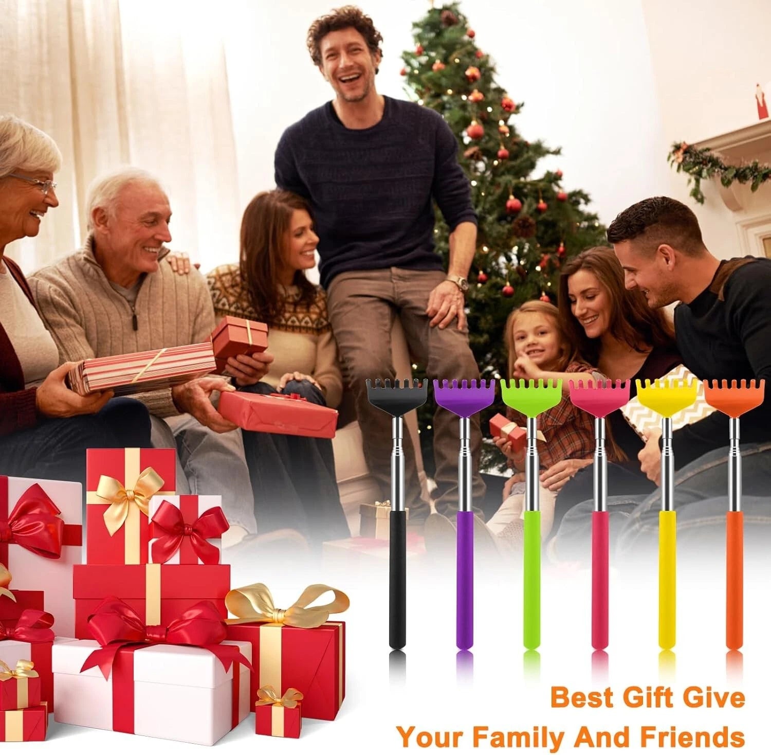 6 Pack Extendable Back Scratcher - Portable Telescoping Metal Back