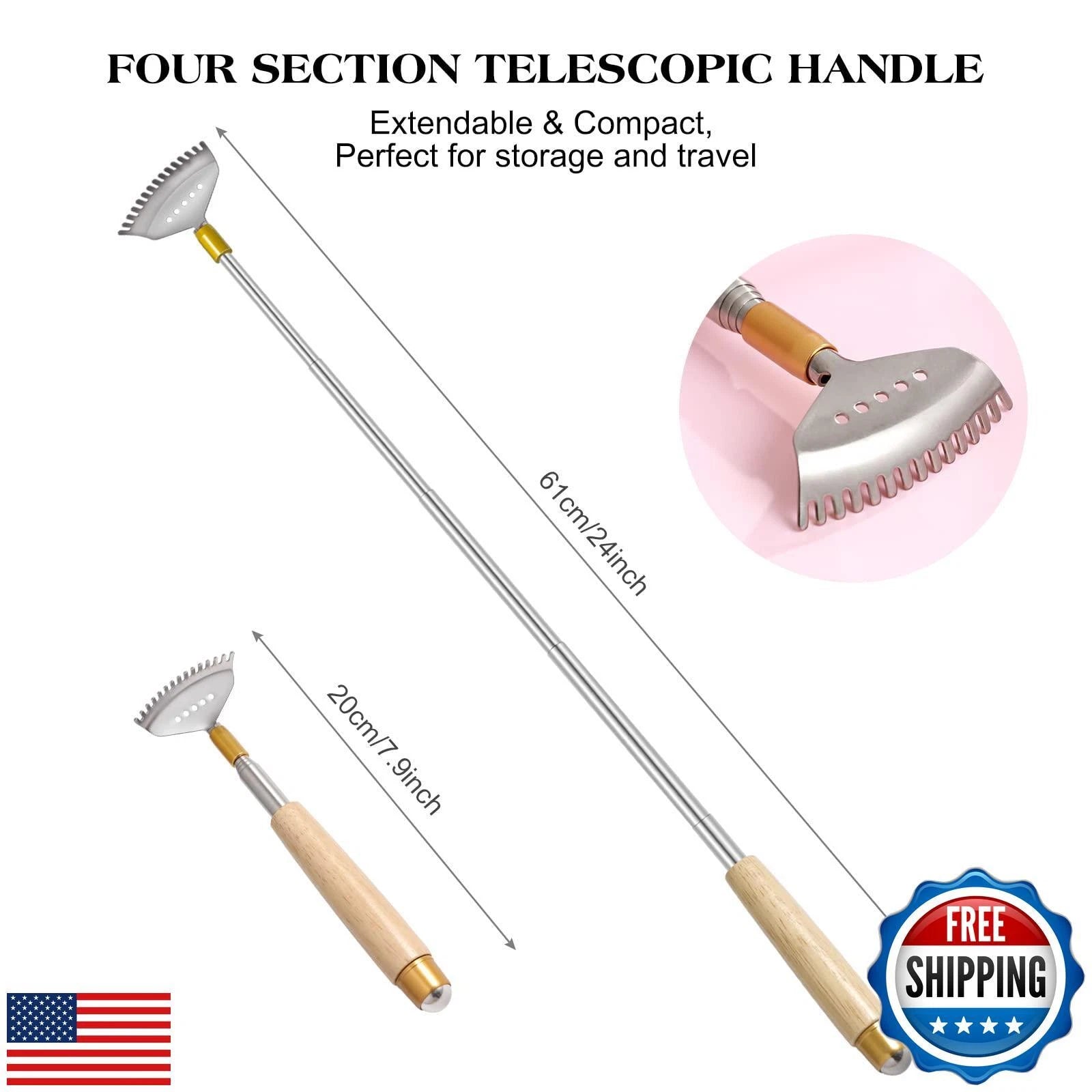 Aznrszy Best Telescoping Back Scratcher, Back Scratcher for Women Men Kids wi