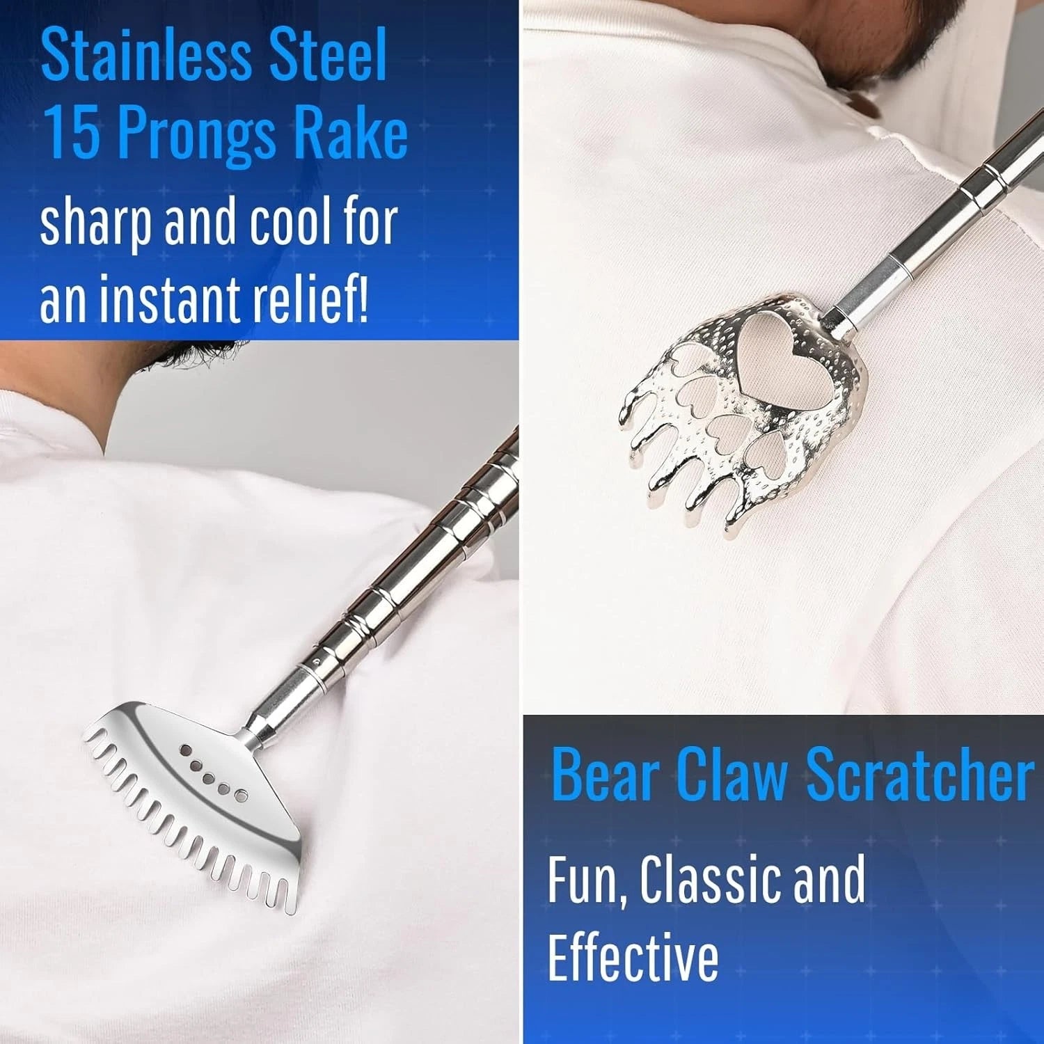 Oversized Back Scratcher with 3 Detachable Heads, Stocking Stuffer for Men & ...