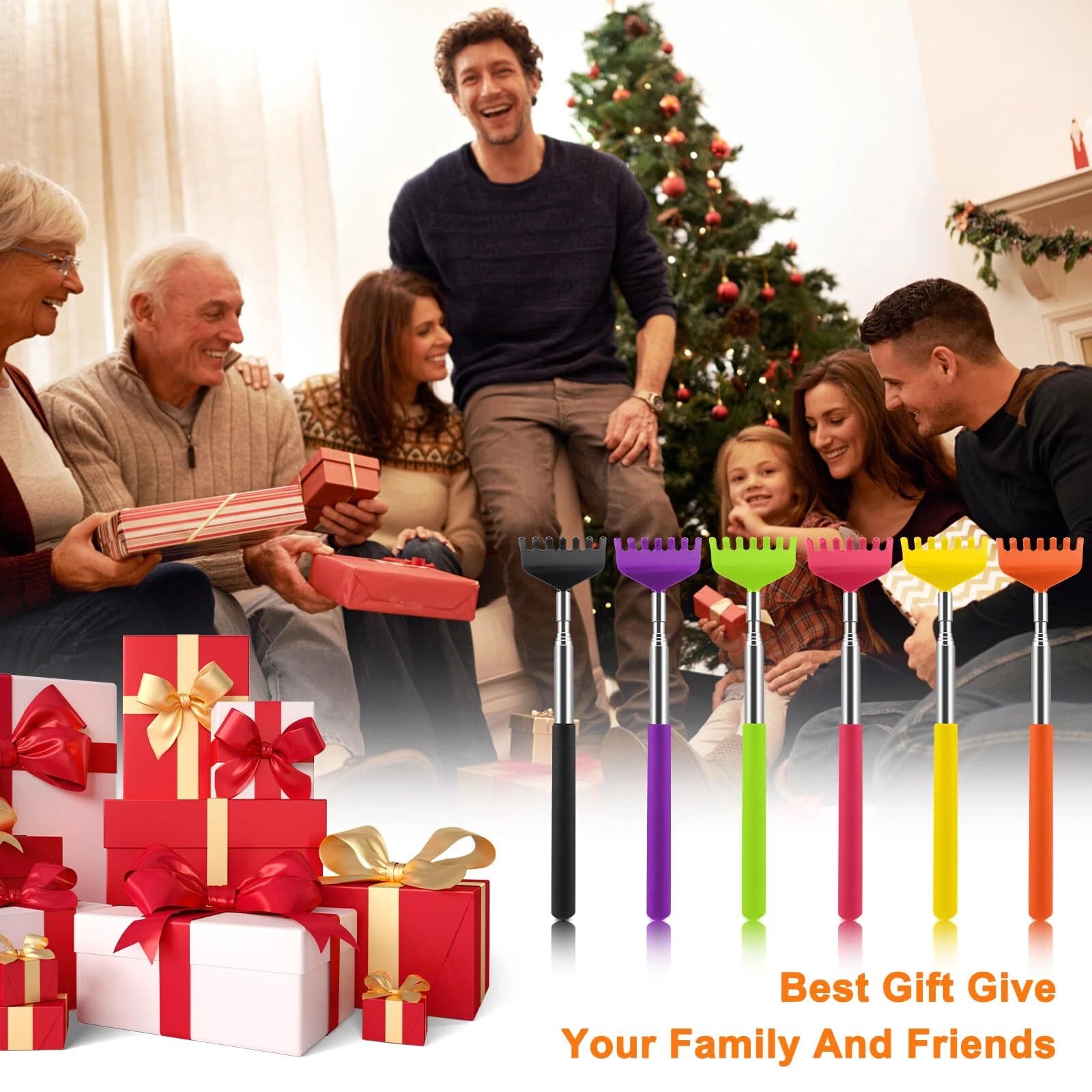 6 Pack Telescopic Back Scratcher Portable Extendable Back Scratchers Massager