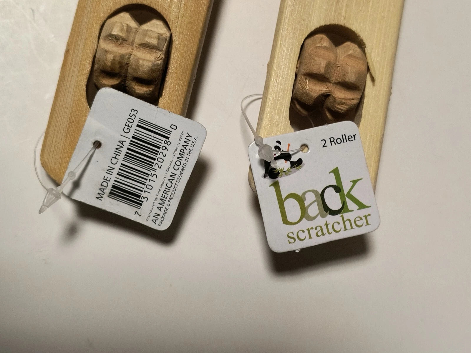 2 Vintage bamboo Wooden 18" Long Back Scratchers with Rollers. New With Tags.