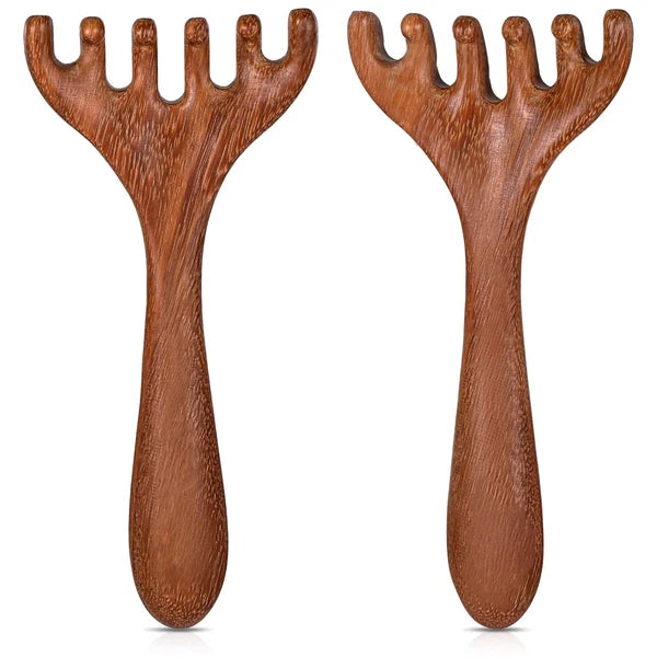 2 Pack Portable Wooden Head Massager Scalp Scratcher for Relaxation Stress