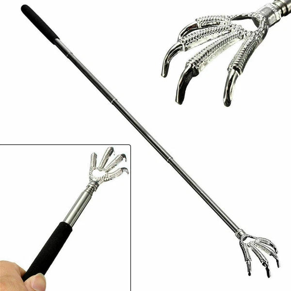 EAGLE CLAW METAL BACK SCRATCHER BLACK TELESCOPIC EXTENDABLE MASSAGER UK STOCK