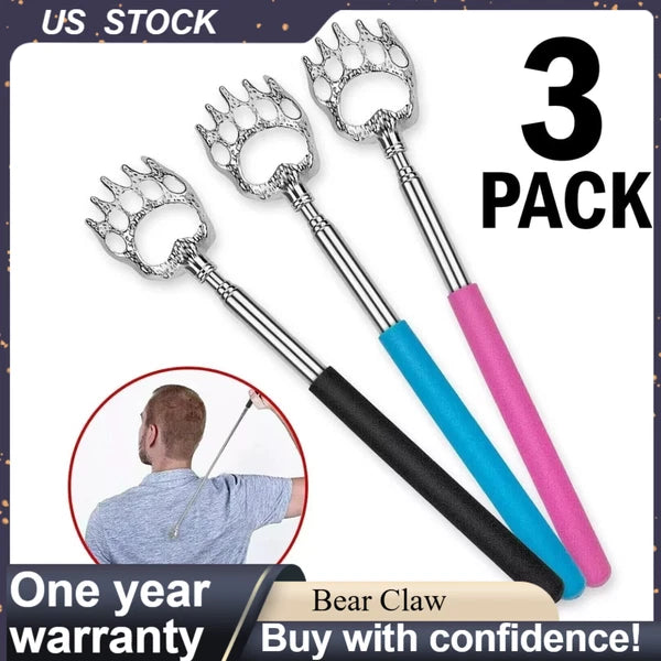 3 Pack Metal Back Scratcher Back Extendable Massager Bear Claw Telescopic