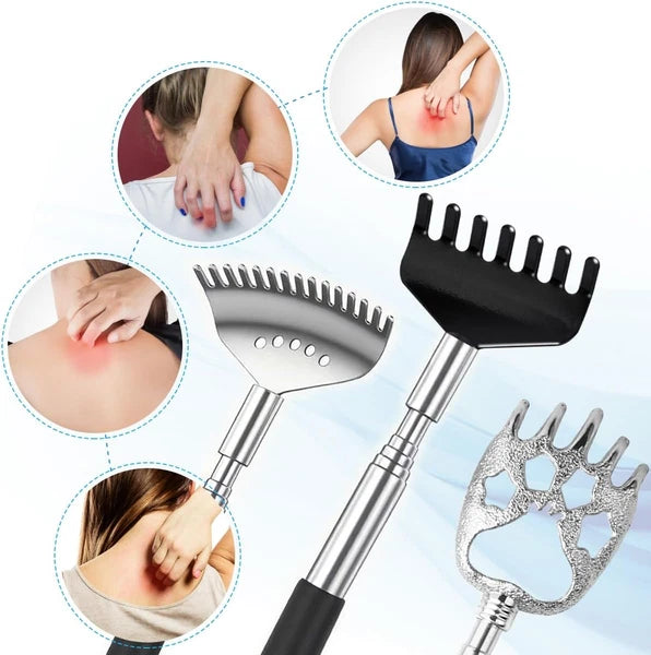 Back Scratcher Set 3 Pc Telescoping Metal Extendable Massager Gift for Men Women
