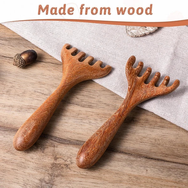 2 Pack Portable Wooden Head Massager Scalp Scratcher for Relaxation Stress