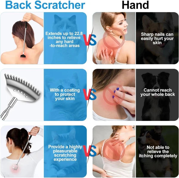 Back Scratcher Set 3 Pc Telescoping Metal Extendable Massager Gift for Men Women