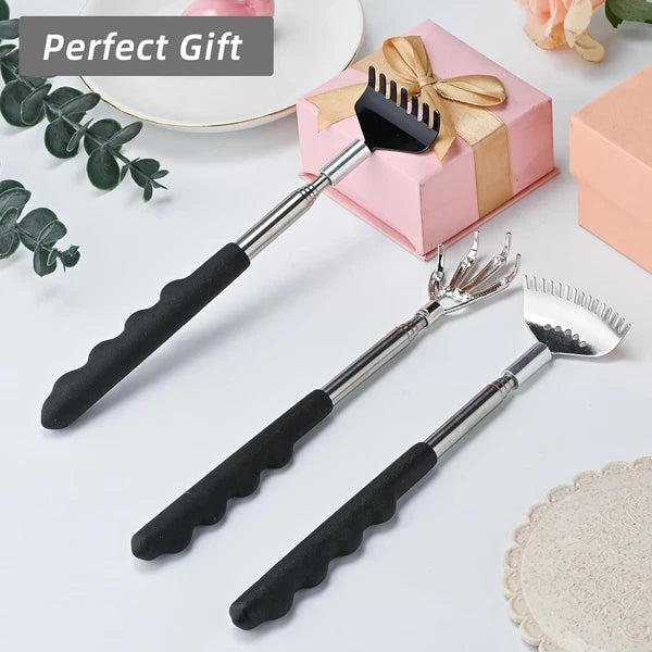 3 Pack Metal Portable Telescoping Back Scratchers with Rubber Handles