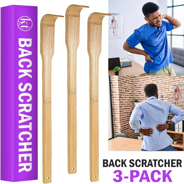 3X Natural Bamboo 18.3" Back Scratcher Long Reach Pick Itch Relief Massage Tool