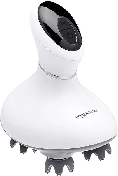 AMAZON BASICS ELECTRIC SCALP MASSAGER WITH FOUR MASSAGE MODES - WHITE