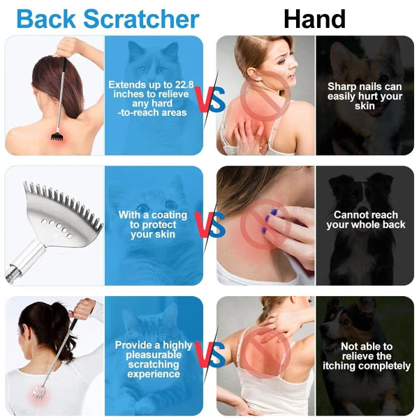 4Pcs Different Back Scratcher Extendable Back Massager Tool with Rubber Handl...