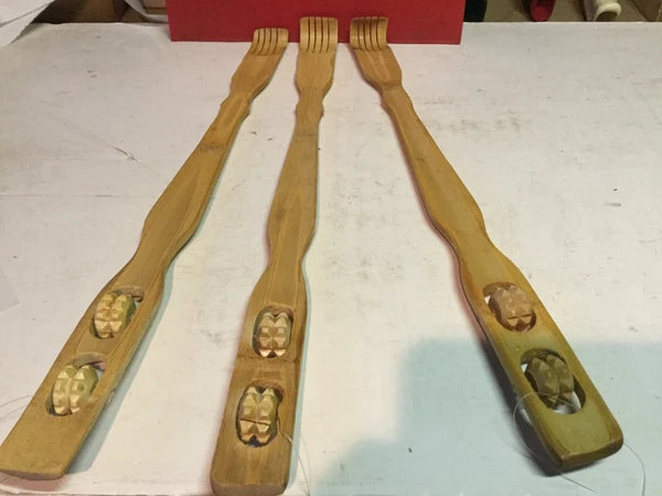 bamboo back scratchers 18" long with Massager rollers lot of 24 pcs
