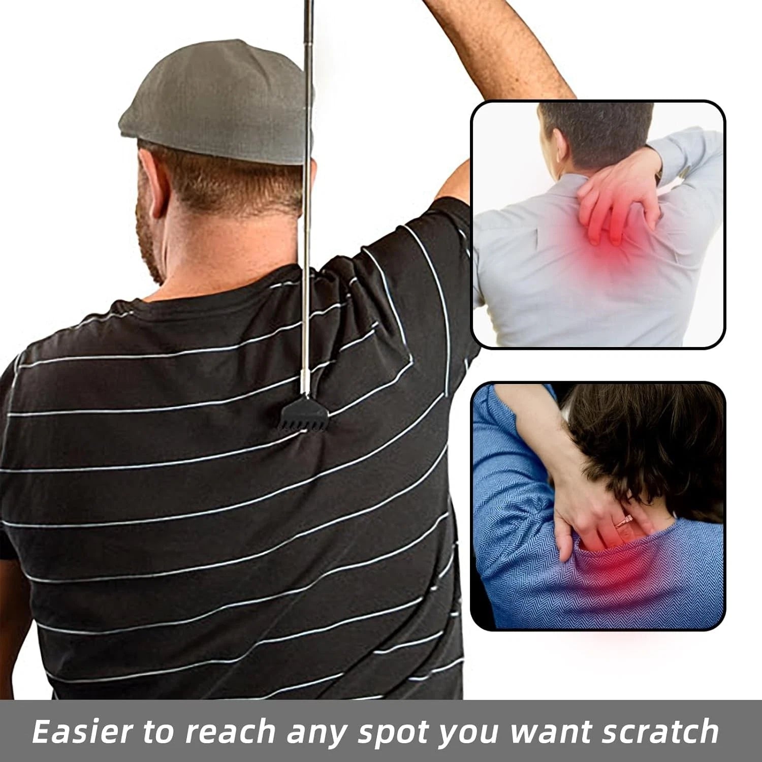 3 Pack Metal Portable Telescoping Back Scratchers with Rubber Handles
