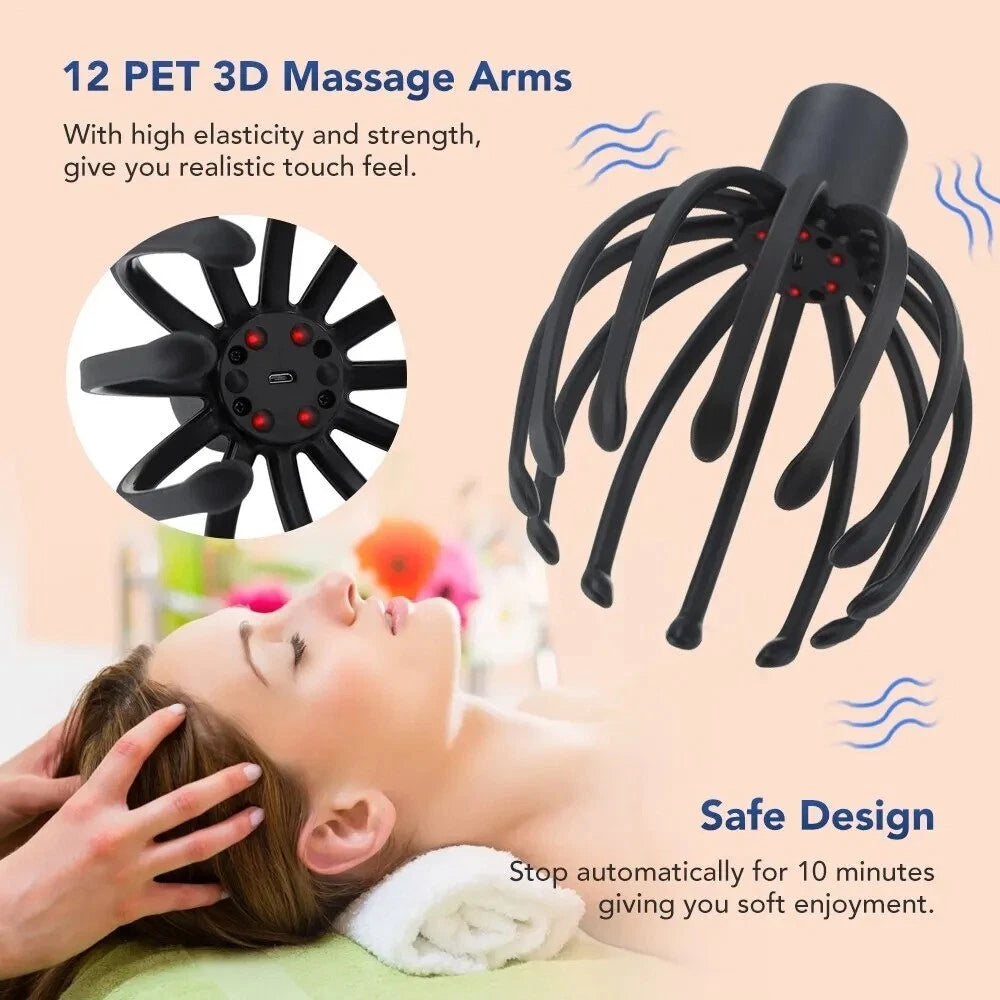 Electric Octopus Claw Scalp Massager Stress Relief Therapeutic Head Scratcher