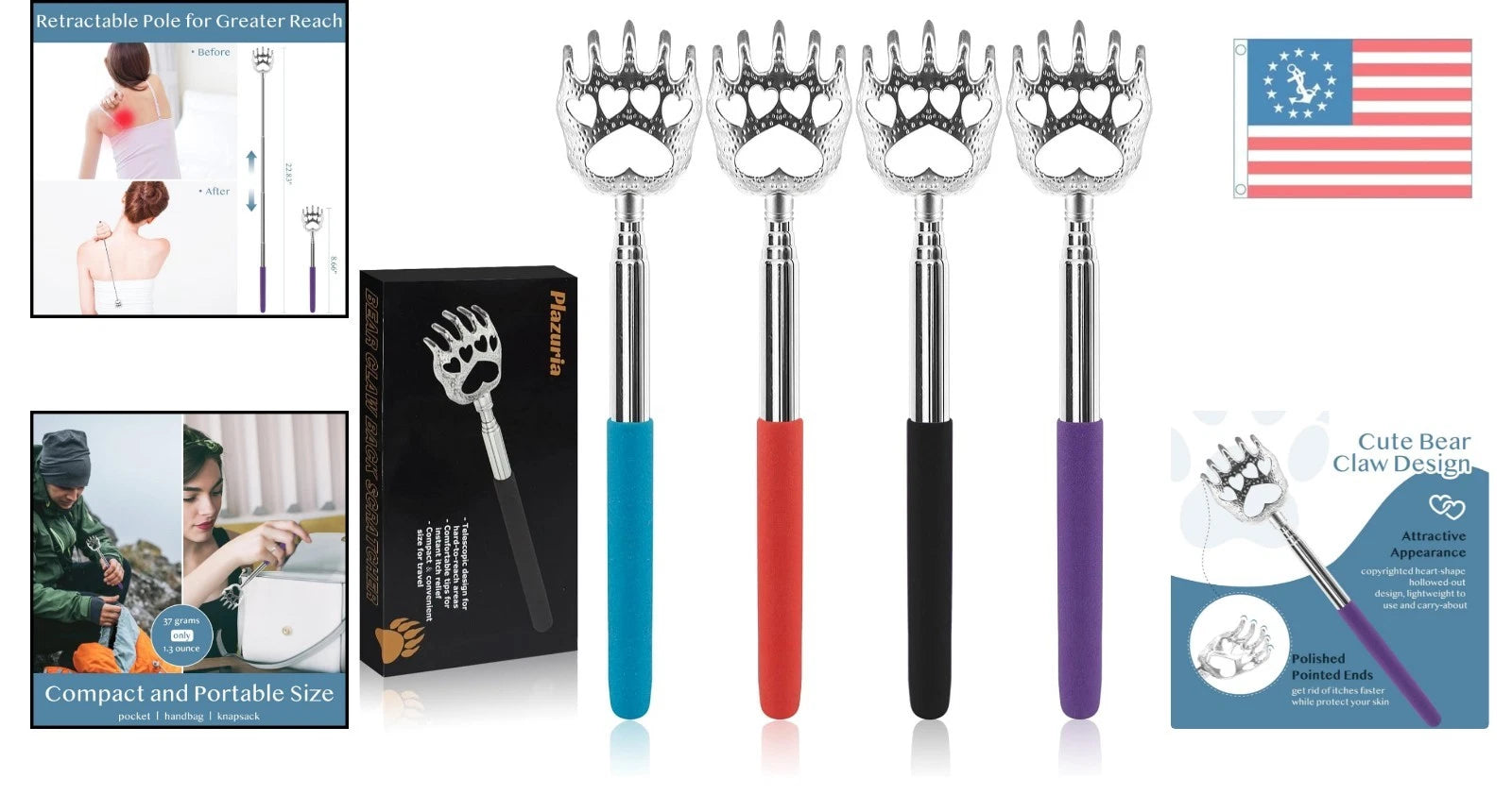 Telescopic Bear Claws Back Scratchers - Effortless Itch Relief & Body Massage