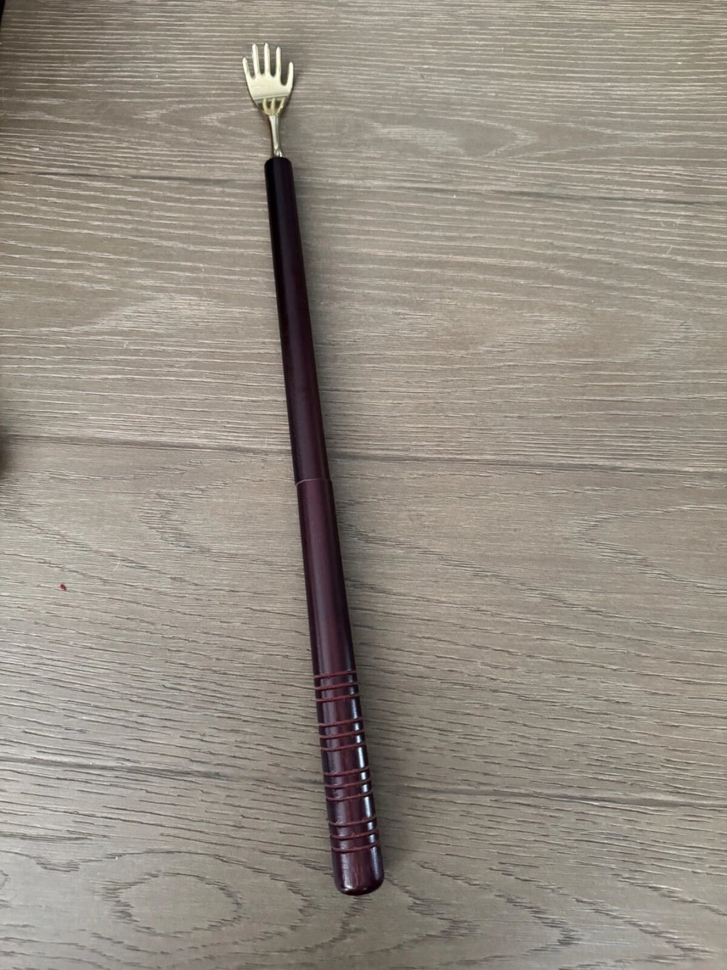 Vintage Brass Hand Shaped Back Scratcher 19" Long with Wood Handle