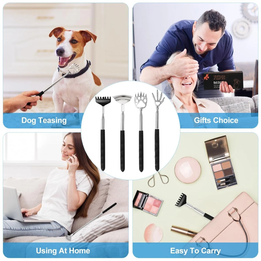 4Pcs Different Back Scratcher Extendable Back Massager Tool with Rubber Handl...