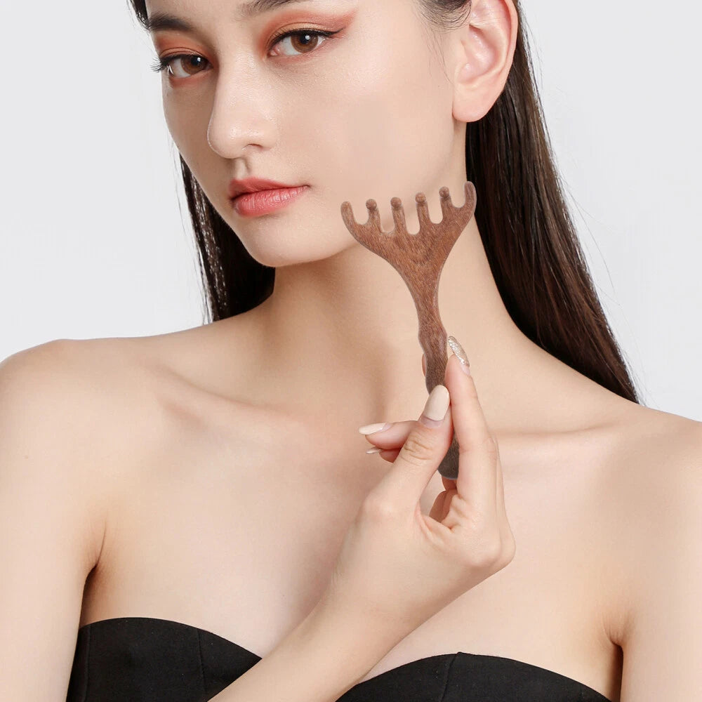 2 Pcs Sandalwood Massager Wooden Scalp Comb Head Scratcher Tool Hair