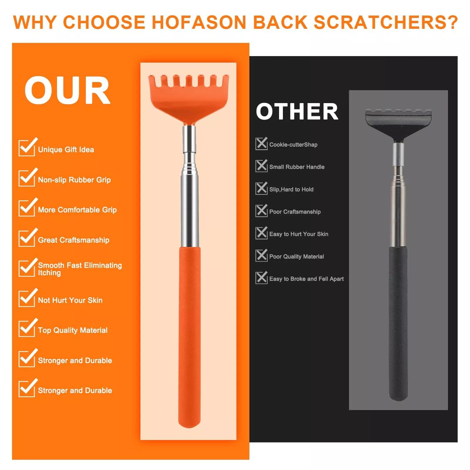 6 Pack Telescopic Back Scratcher Portable Extendable Back Scratchers Massager