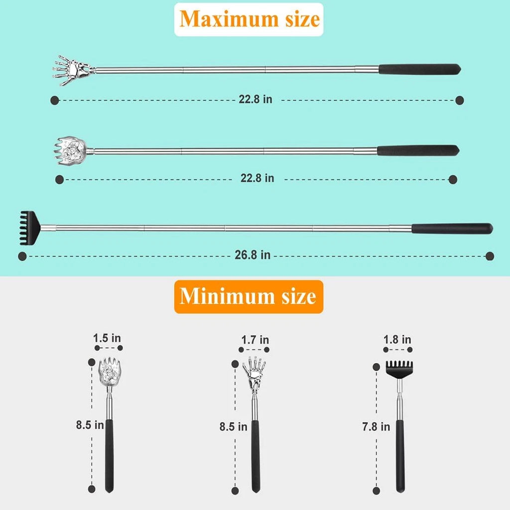 3Pcs Back Scratcher Extendable Telescoping Massager Portable Stress Relief Tool