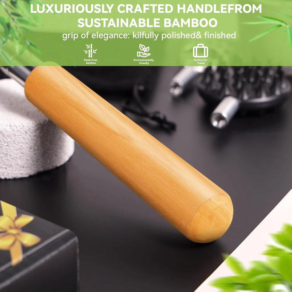 Telescoping Back Scratcher: 4 Detachable Heads, Bamboo Handle - Christmas Gift