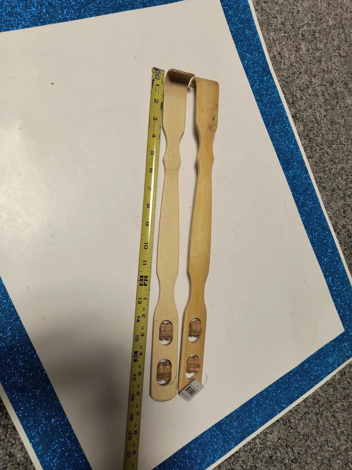 2 Vintage bamboo Wooden 18" Long Back Scratchers with Rollers. New With Tags.