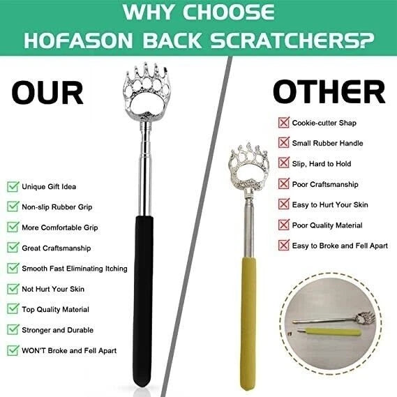 Back Scratcher Metal Telescopic Bear Claw Portable Extendable multi Massager UK