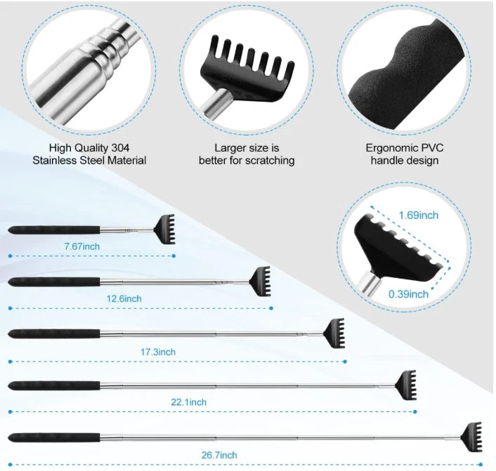 3 Pack Back Scratcher Metal Portable Telescoping Back Scratchers