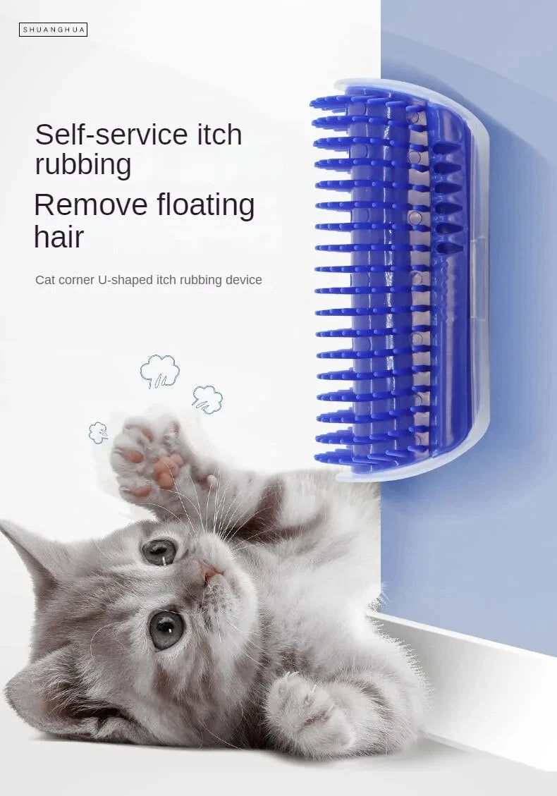 Cat Corner Self Groomer Brush Wall Mounted Cat Scratcher & Massager Comb