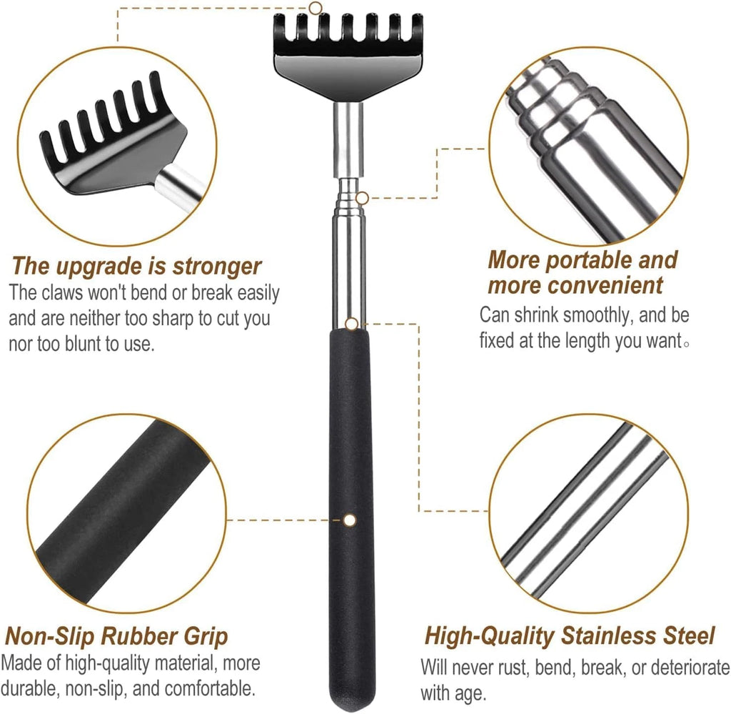 3Pcs Back Scratcher Extendable Telescoping Massager Portable Stress Relief Tool