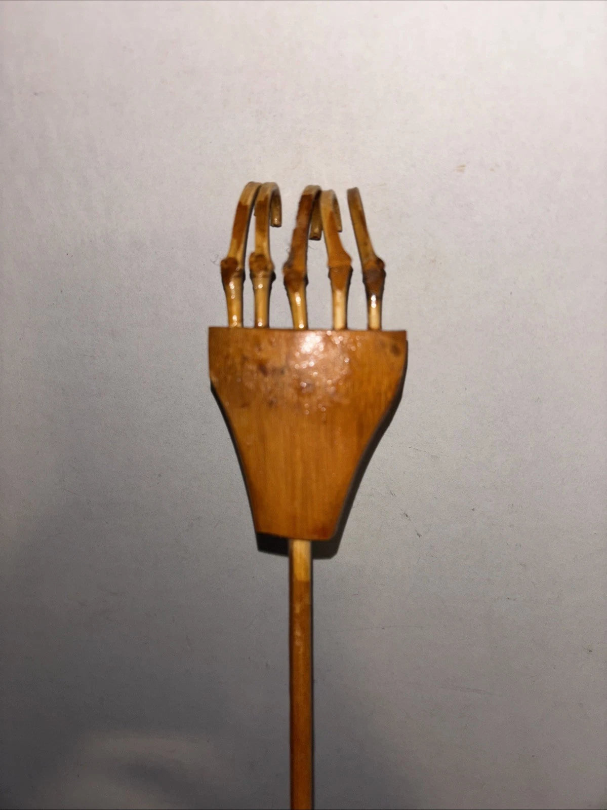 Unique Wooden Back Scratcher- Tines Shaped  Like Finger Bones- 19”-Estate Find